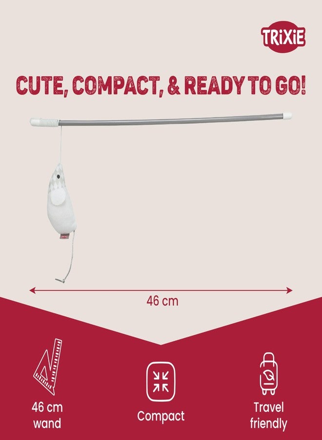 TRIXIE Catnip Mouse Playing Rod Toy for Cats | Interactive Teaser Wand with Plush Mouse & Flexible Stick | Fun Exercise Toy for Active Cats & Kittens, Indoor Playtime & Bonding - 46 cm - Image 5